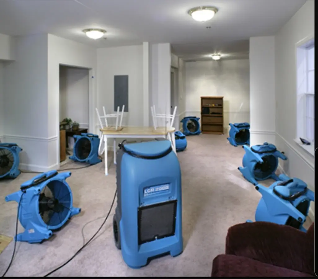 Air movers and dehumidifier setup for Water Extraction & Removal in Sunrise