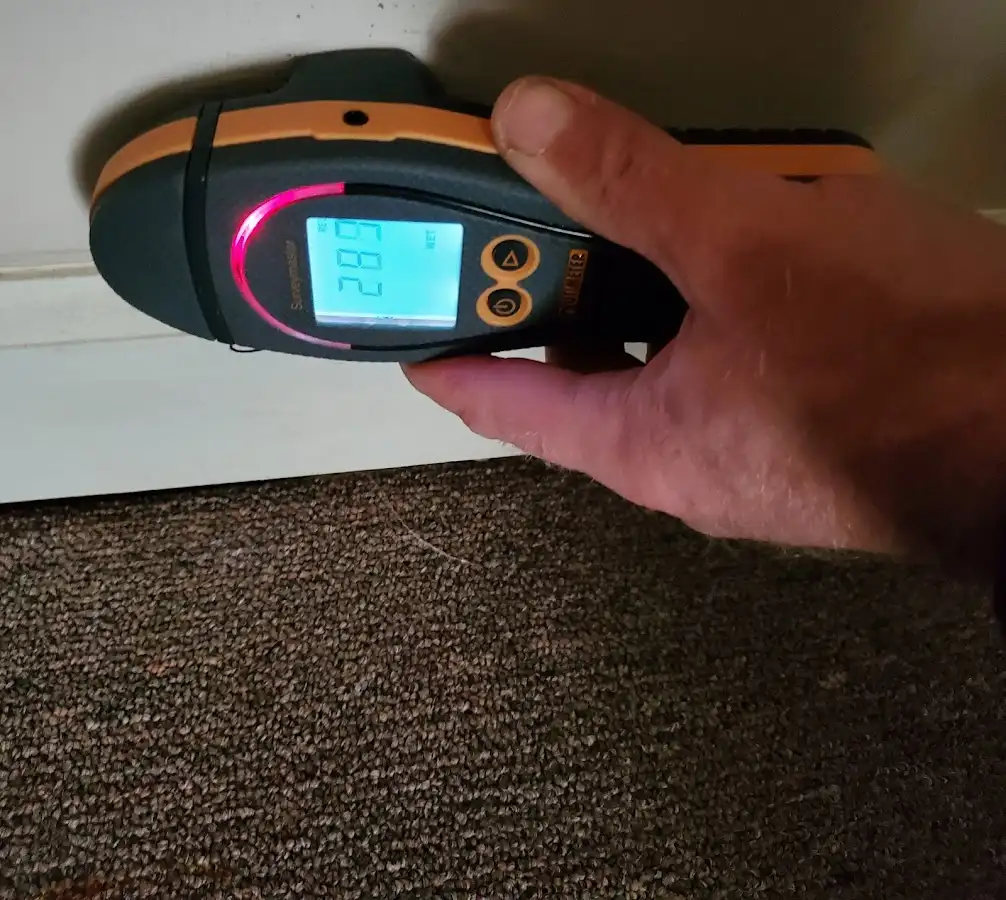 Moisture detection at baseboard during Sewage Cleanup & Sanitation in Sunrise